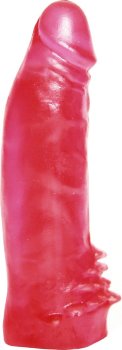Розовая насадка-фаллос с шипами для трусиков Harness - 17 см.