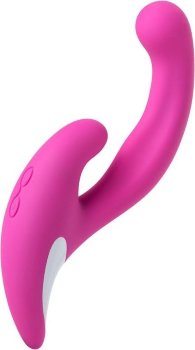Розовый эргономичный вибратор для двойной стимуляции JOS JAVI - 22 см.