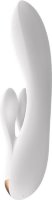 Белый вибратор-кролик Double Flex с двумя клиторальными отростками - 20,1 см.