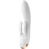 Белый вибратор-кролик Double Flex с двумя клиторальными отростками - 20,1 см.