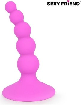 Ярко-розовый анальный стимулятор-ёлочка - 9,5 см.
