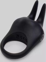Черное эрекционное виброкольцо Sensation Rechargeable Vibrating Rabbit Love Ring