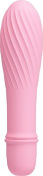 Нежно-розовый вибратор Solomon с бороздками - 12,3 см.