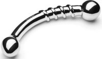 Серебристый изогнутый фаллоимитатор со спиралью Bow - 17,8 см.