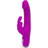 Фиолетовый перезаряжаемый вибратор Rabbit Slimline Curve Rechargeable - 24 см.