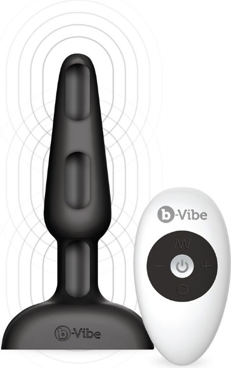 Чёрная анальная вибропробка с 3 источниками вибрации TRIO REMOTE CONTROL PLUG BLACK - 13,5 см.