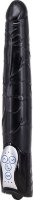 Чёрный вибромассажер Long John Realistic Thrusting Vibrator с функцией толкания - 20 см.