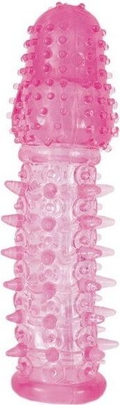 Закрытая насадка розового цвета с шипами и точками - 13,5 см.