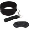 Черный ошейник с длинным поводком Collar and Leash Set