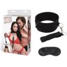 Черный ошейник с длинным поводком Collar and Leash Set