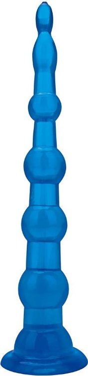 Голубая анальная елочка на присоскеAnal Beads With Suction Base - 21,6 см.