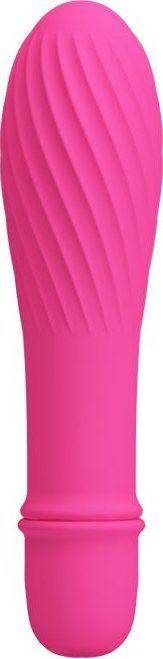 Ярко-розовый вибратор Solomon с бороздками - 12,3 см.