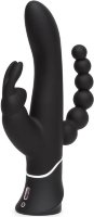 Черный перезаряжаемый вибратор Triple Curve Rechargeable Rabbit Vibrator - 25,4 см.
