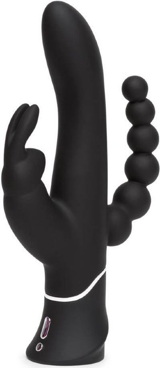 Черный перезаряжаемый вибратор Triple Curve Rechargeable Rabbit Vibrator - 25,4 см.
