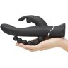 Черный перезаряжаемый вибратор Triple Curve Rechargeable Rabbit Vibrator - 25,4 см.