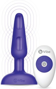Фиолетовая анальная вибропробка с 3 источниками вибрации TRIO REMOTE CONTROL PLUG PURPLE - 13,5 см.