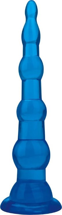 Голубая анальная елочка на присоске Anal Beads With Suction Base - 17,1 см.