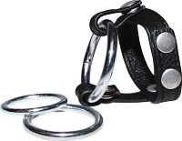 Подхват для мошонки с 3 съемными эрекционными кольцами Leder-Riemen