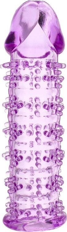Гелевая фиолетовая насадка на фаллос с шипами - 12 см.