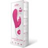 Ярко-розовый вибромассажёр The Come Hither Rabbit с клиторальным отростком - 22 см.