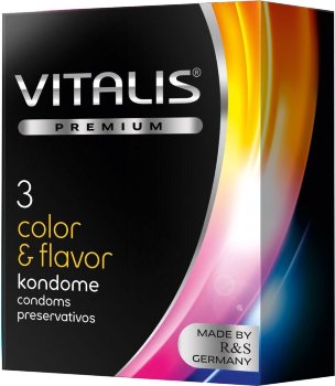 Цветные ароматизированные презервативы VITALIS PREMIUM color flavor - 3 шт.