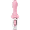 Розовый вибромассажер Air Pump Booty 5+ - 18,1 см.
