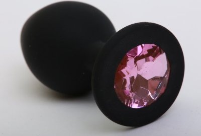 Чёрная силиконовая пробка с розовым стразом - 9,5 см.  Цена 2 484 руб. Длина: 9.5 см. Диаметр: 4 см. Силиконовая анальная пробка с ограничительным основанием для безопасного использования. Страна: Китай. Материал: силикон.