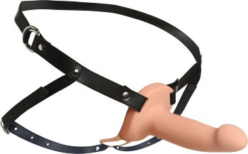 Телесный полый страпон 2 Erection 28X Smooth Vibrating Silicone Penis Sheath - 16 см.