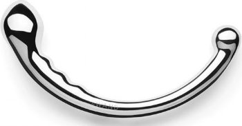 Серебристый фаллоимитатор в форме дуги Hoop - 19,7 см.