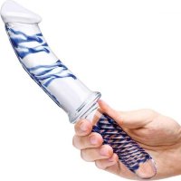 Прозрачно-синий двусторонний стимулятор 11 Realistic Double Ended Dildo - 28 см.