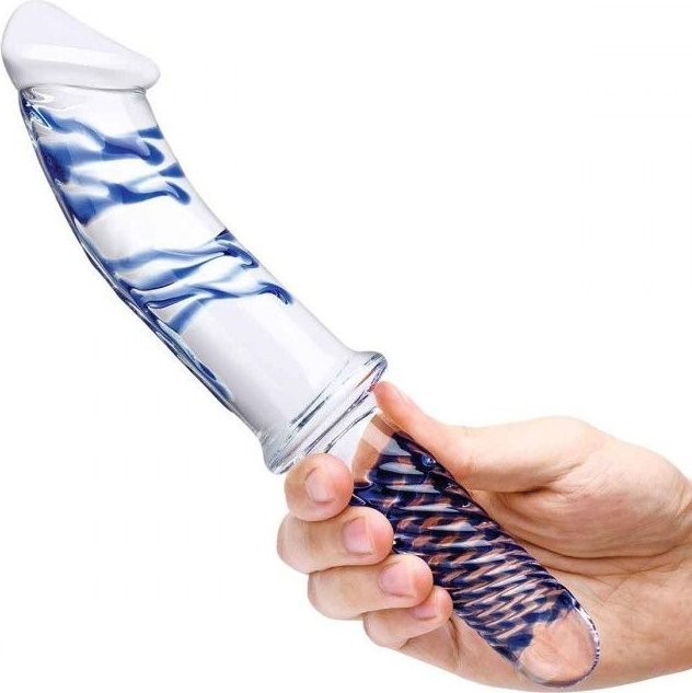 Прозрачно-синий двусторонний стимулятор 11 Realistic Double Ended Dildo - 28 см.