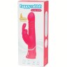 Розовый вибратор Thrusting Realistic Rechargeable Rabbit Vibrator с имитацией толчков - 22,8 см.