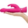 Розовый вибратор Thrusting Realistic Rechargeable Rabbit Vibrator с имитацией толчков - 22,8 см.