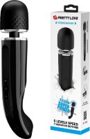 Черный мощный жезловый вибратор с изогнутой ручкой Charming Massager - 24 см.