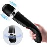 Черный мощный жезловый вибратор с изогнутой ручкой Charming Massager - 24 см.