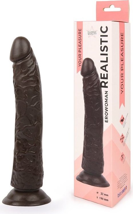 Фаллоимитатор-реалистик Erowoman коричневого цвета - 20 см.