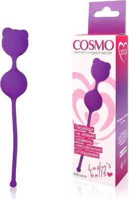 Фиолетовые вагинальные шарики с ушками Cosmo Диаметр: 2.7 см. Данное изделие рекомендуется применять женщинам, которые уже хорошо знакомы с вумбилдингом – комплексом упражнений, предназначенных для тренировок мышц интимных органов. Литая форма позволит быстро и эффективно чистить изделие после применения. Отсутствие щелочек в месте соединения шариков и шнурка исключает попадание внутрь игрушки различных инородных частиц. Качественный гипоаллергенный силикон, мягкая бархатистая текстура, красивый цвет способствуют получению положительных эмоций во время вумбилдинга. А наличие выпуклостей-ушек на одном из шариков позволит испытать дополнительные приятные ощущения в процессе использования. Страна: Китай. Материал: силикон.