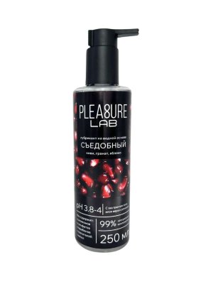 Лубрикант на водной основе Pleasure Lab с ароматом киви, граната и яблока - 250 мл.  Цена 804 руб. Лубрикант на водной основе Pleasure Lab с соблазнительным ароматом экзотического киви, насыщенного граната и сочного яблока придает интимным моментам яркости и страсти. Его легкий кисловатый вкус добавляет пикантности, делая близость незабываемо свежей и насыщенной. Формула основана на натуральных компонентах. Экстракт алоэ вера интенсивно увлажняет и успокаивает кожу, устраняя раздражение. Экстракт ромашки обладает выраженными противовоспалительными свойствами, обеспечивая дополнительную защиту и комфорт. Экстракт льна, насыщенный омега-3 жирными кислотами, глубоко питает и смягчает кожу, предотвращая сухость. Не содержит силиконов, сульфатов, парабенов, красителей и масел. Смазка с оптимальным pH соответствует естественному балансу слизистых, поддерживает здоровую микрофлору и предотвращает воспаления. Идеальна для чувствительной кожи, обеспечивая комфорт и защиту. Aqua, Aloe Vera Extract, Chamomile Extract, Flax Extract, Hydroxyethylcellulose, Sodium benzoat, Aroma. Страна: Россия. Объем: 250 мл.