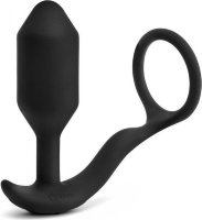 Черная анальная вибропробка с эрекционным кольцом Vibrating Snug Tug M