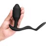Черная анальная вибропробка с эрекционным кольцом Vibrating Snug Tug M