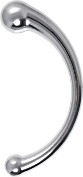 Серебристый двусторонний металлический дилдо - 21 см.