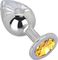 Большой стальной плаг с желтым кристаллом Sweet Lemon - 9,5 см.