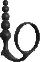 Черная анальная цепочка с эрекционным кольцом Ass-gasm Cockring Anal Beads