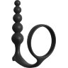 Черная анальная цепочка с эрекционным кольцом Ass-gasm Cockring Anal Beads