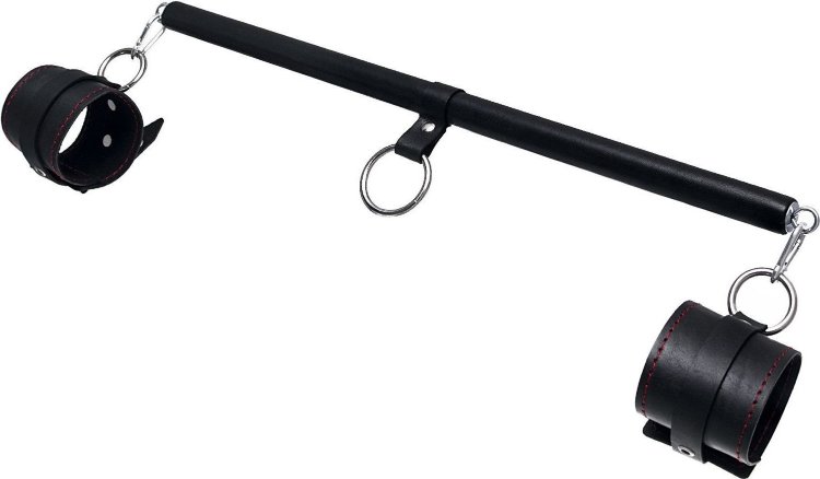 Черная распорка для ног с кожаными манжетами