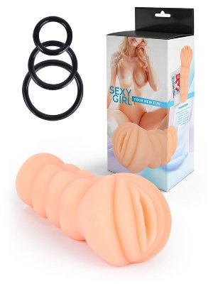 Телесный мастурбатор-вагина с эрекционными кольцами в комплекте  Цена 2 518 руб. Длина: 16 см. Великолепный мастурбатор с тремя эрекционными кольцами в комплекте. Скрасит вечер одинокого мужчины или разнообразит интимную жизнь «скучающей» пары. Также секс-игрушка будет полезна в путешествии. Благодаря мягкому эластичному материалу мастурбатор отлично растягивается и дарит приятные тактильные ощущения. Внутренняя поверхность изделия имитирует стенки влагалища, что способствует дополнительной стимуляции пениса. Эрекционные кольца обеспечивают сильную эрекцию и продлевают близость. Они хорошо тянутся, подходят для половых членов разных размеров. Диаметр колец - 6, 5 и 4 см, внутренний - 5, 4 и 3 см. Страна: Китай. Материал: термопластичная резина (TPR).