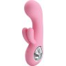 Нежно-розовый вибратор Chris с клиторальным отростком - 15,4 см.