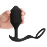 Черная анальная вибропробка с эрекционным кольцом Vibrating Snug Tug XL