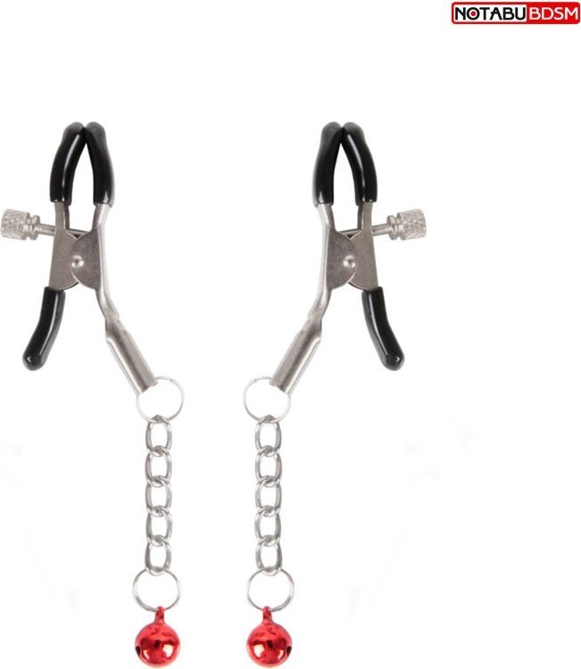 Серебристые зажимы на соски с шариками на цепочках