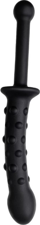 Черный двусторонний фаллоимитатор из силикона - 24,5 см.